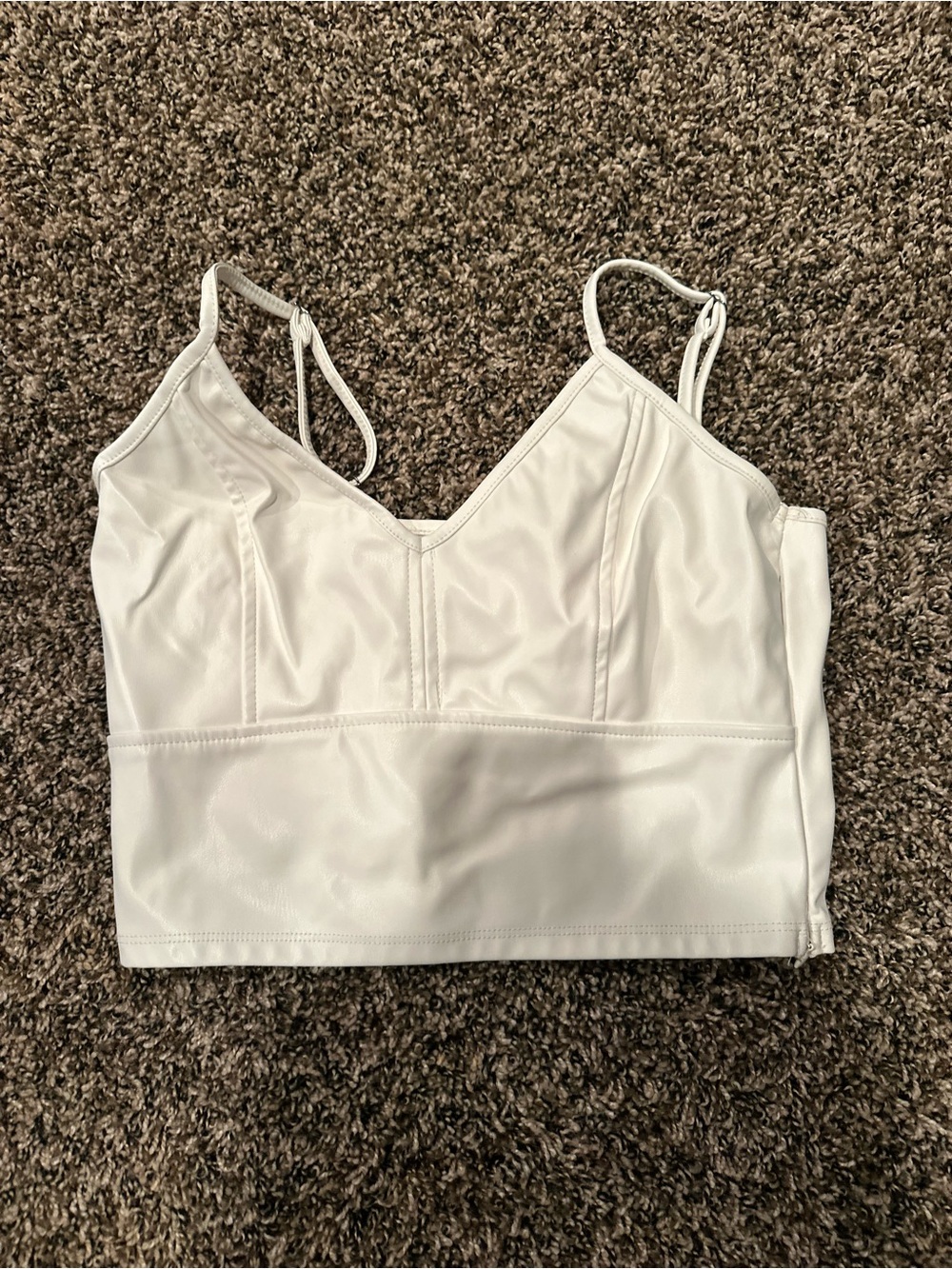 Women's Cream leather Bralette Crop Top
